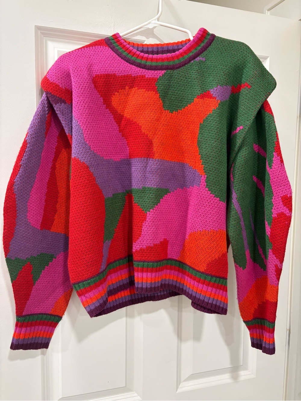 Farm Rio Colorblock Crewneck Sweater - Pink Multi